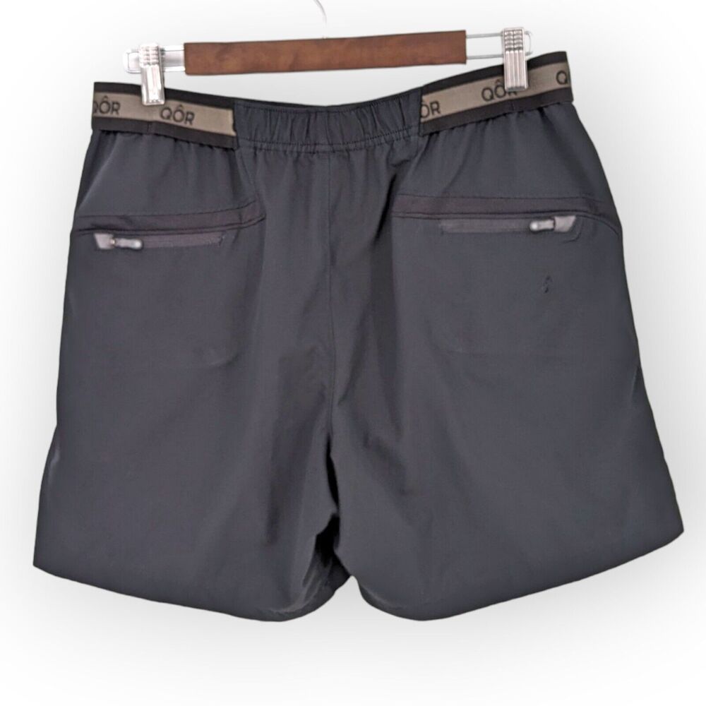 QOR Shorts Men's Size Small Elastic Waist Black Flawed - Picture 3 of 9